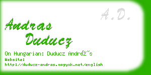 andras duducz business card